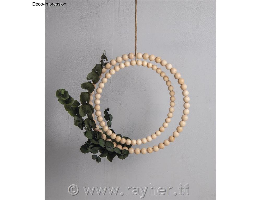 Corona di perline in legno 25+30 cm