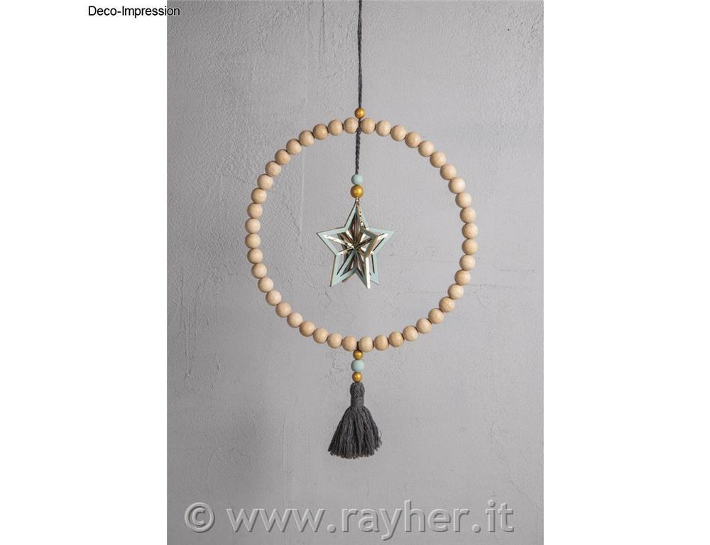 Corona di perline in legno 25+30 cm