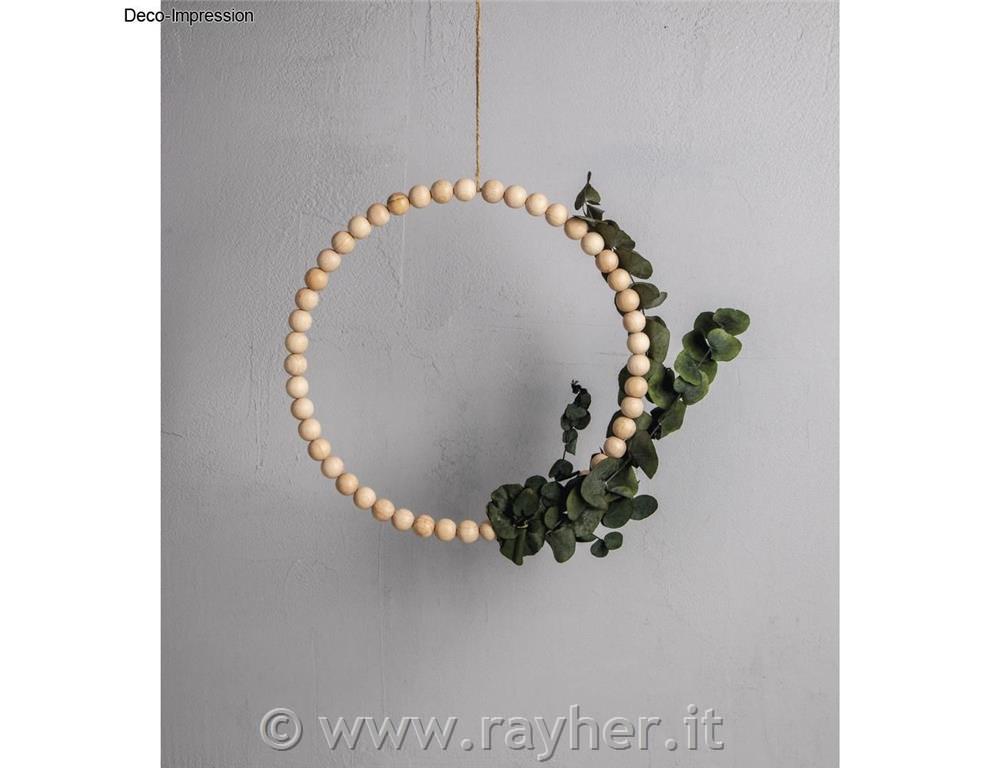 Corona di perline in legno 25+30 cm