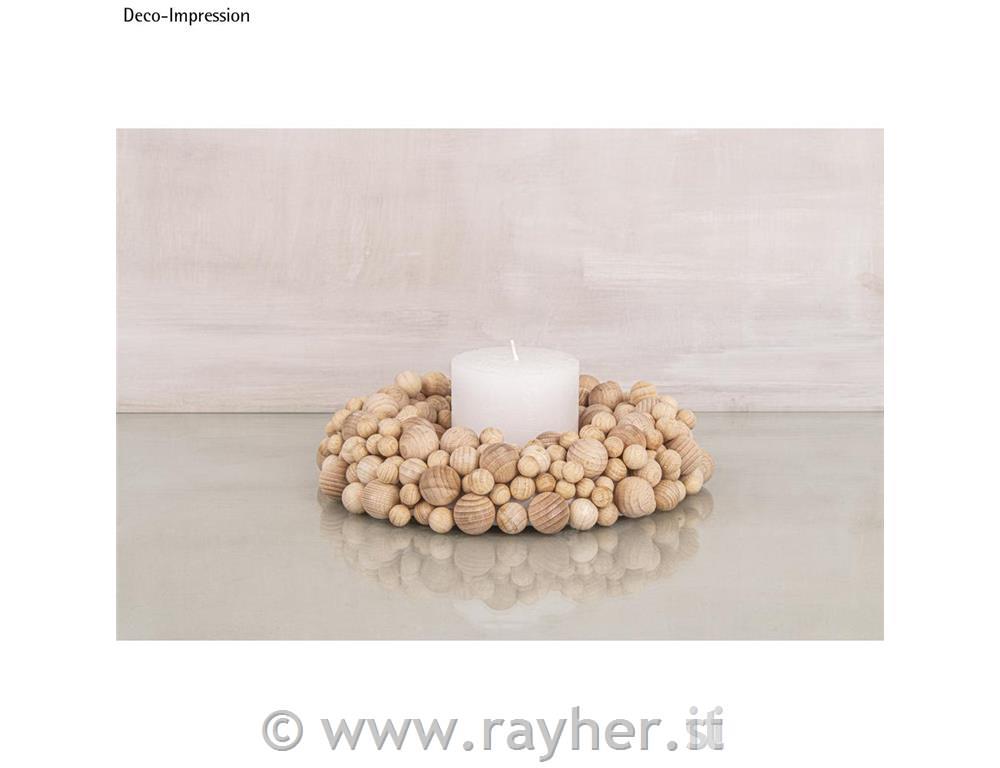 Kit: Corona sfere legno, 20cm o, 290 sfere+1 anello polistirolo 17cm, 1pz