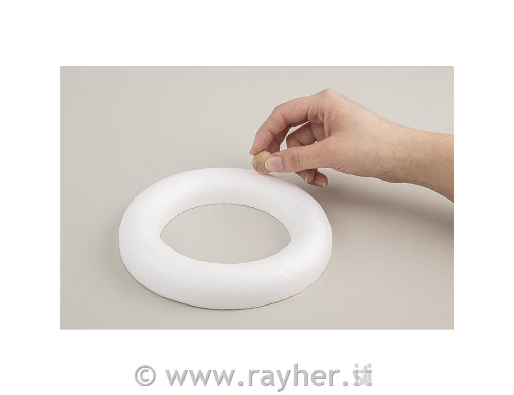 Kit: Corona sfere legno, 20cm o, 290 sfere+1 anello polistirolo 17cm, 1pz