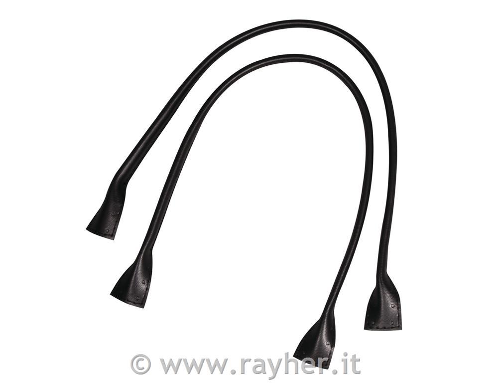 Ročaj iz umetnega usnja, črn, 50,5x2,5 cm, 1 par