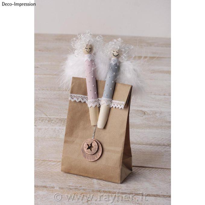 Mollette testina tonda, naturale, 11cm,bus.blis. 10pz