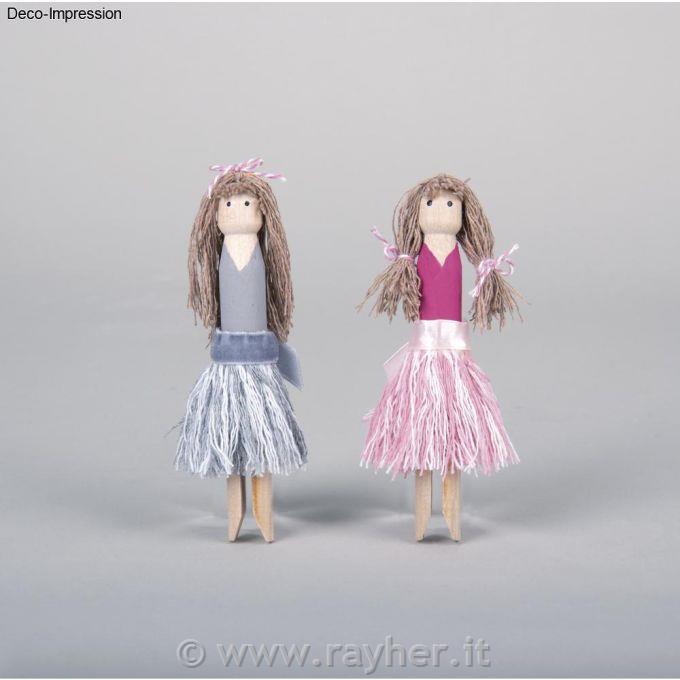 Mollette testina tonda, naturale, 11cm,bus.blis. 10pz