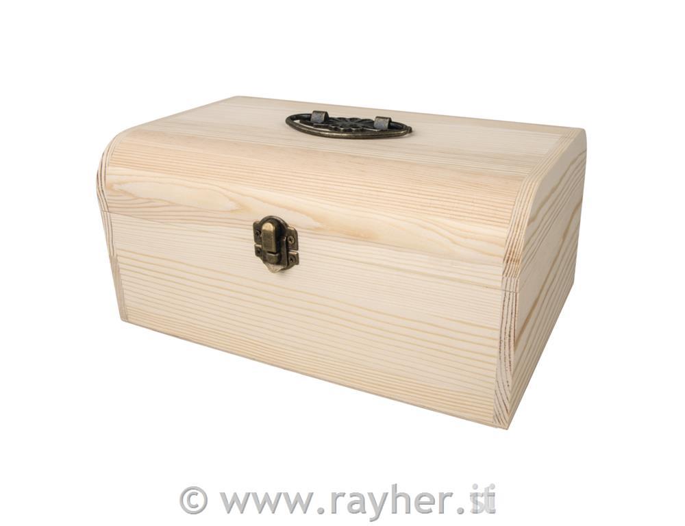 Wooden suitcase with metal fittings