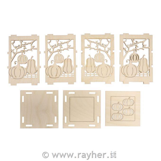 Puzzle di legno Lanterna zucca,8.5x8.5x11.7cm, 11 pz