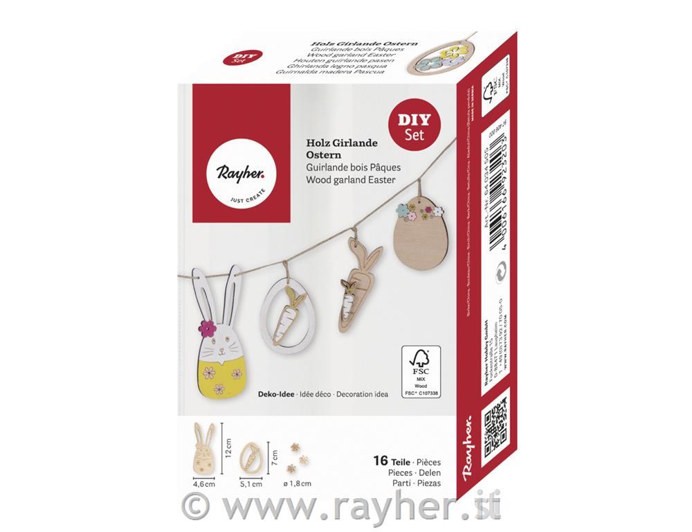 Decorazioni pasquali in legno, 1,8-11,8cm, + cordoncino