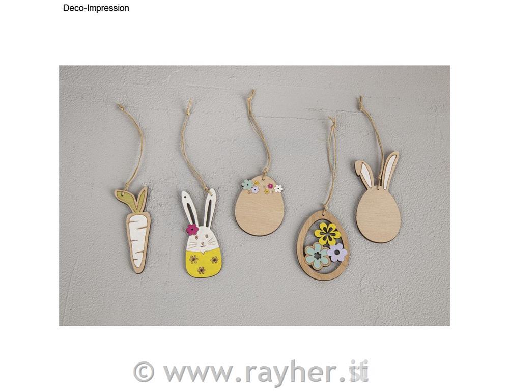 Decorazioni pasquali in legno, 1,8-11,8cm, + cordoncino