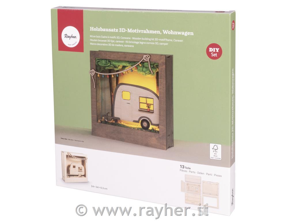 Lesena sestavljanka Prikolica 24x24x6,5 cm, 13 delna