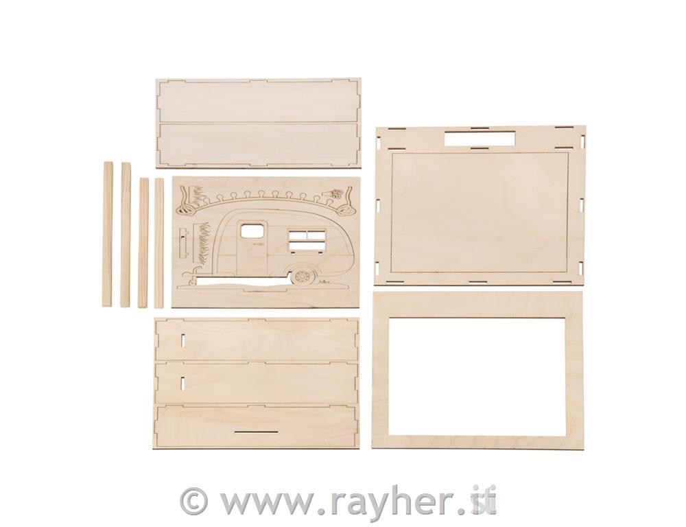 Lesena sestavljanka Prikolica 24x24x6,5 cm, 13 delna