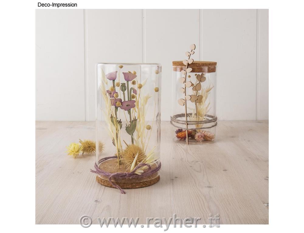 Leseni okras, mak in trava, 16+18,5+20cm, set 3