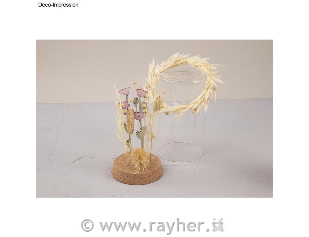 Leseni okras, mak in trava, 16+18,5+20cm, set 3