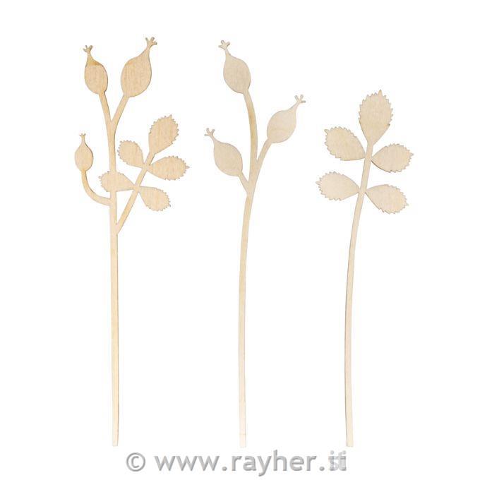 Wood pick Rosehip17.5+20cm, 3 pcs, natur