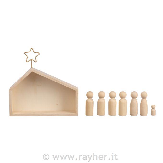 Presepe - stabile e figure set 9; 22x5,6x21,5cm