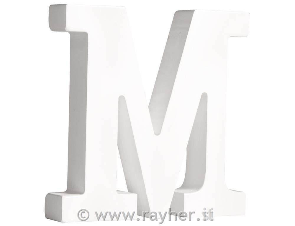 MDF lettera "M" , bianco11cm, spessore 2cm