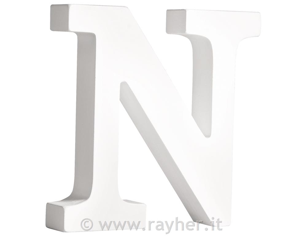 MDF lettera "N" , bianco11cm, spessore 2cm