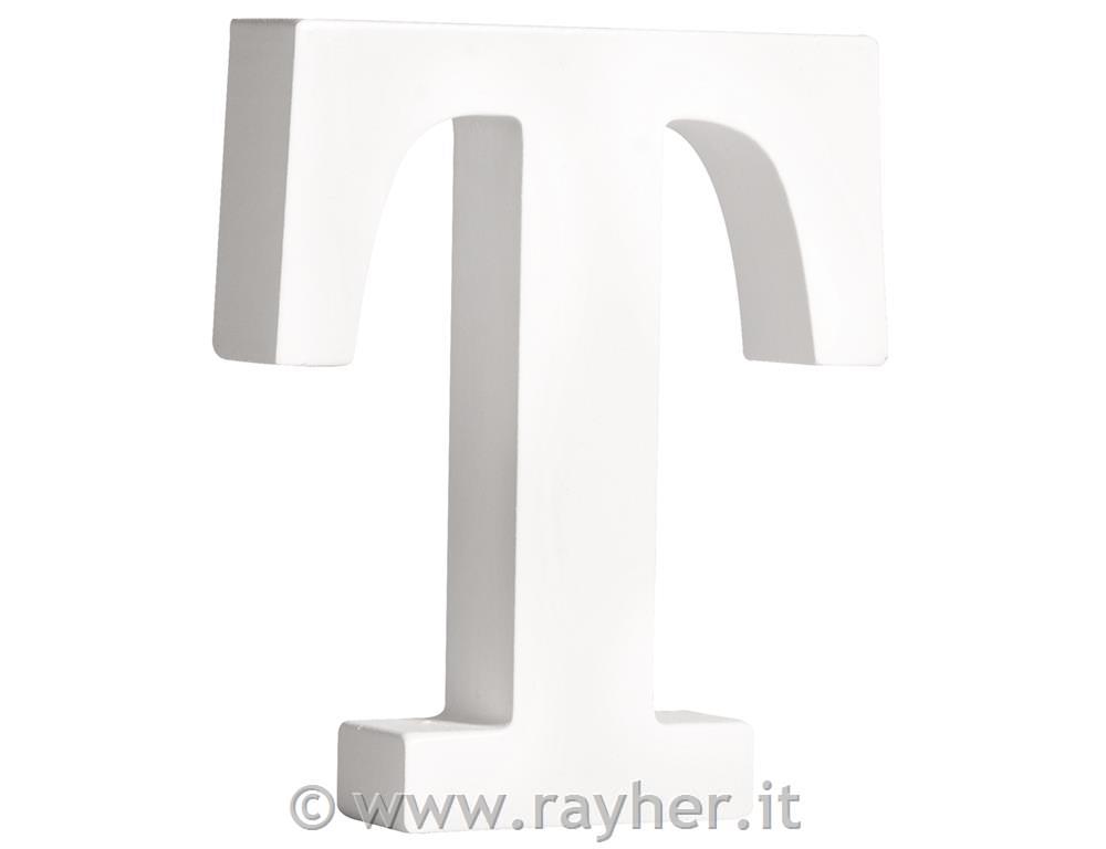 Lettera in legno "T" , bianco11cm, spessore 2cm