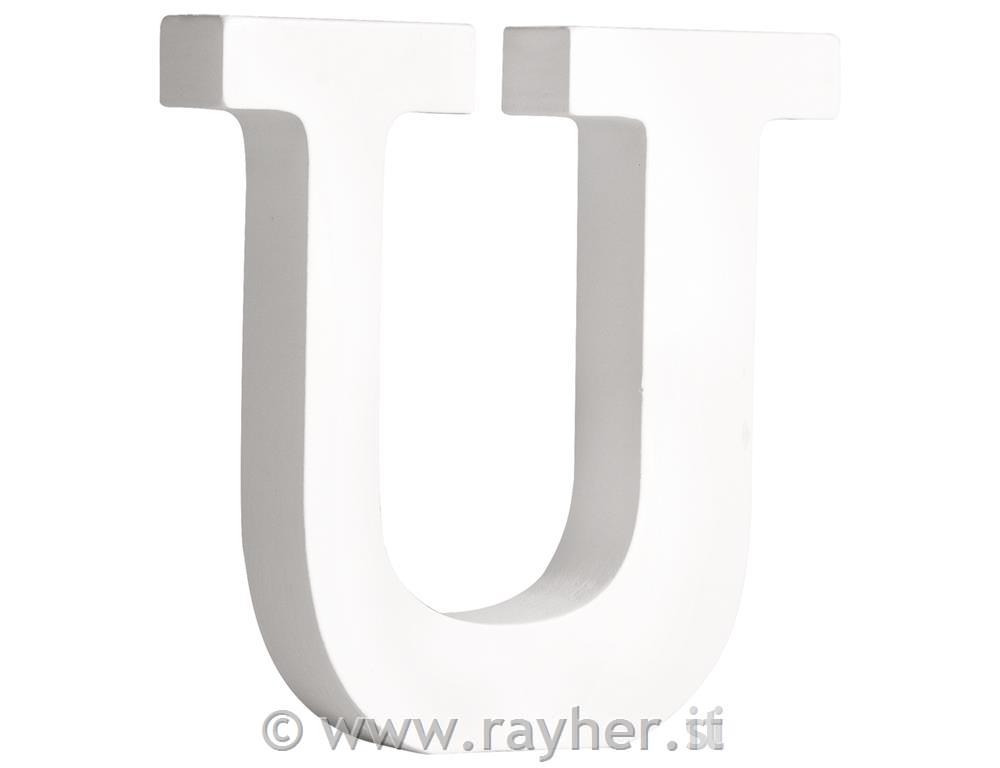 MDF lettera "U" , bianco11cm, spessore 2cm