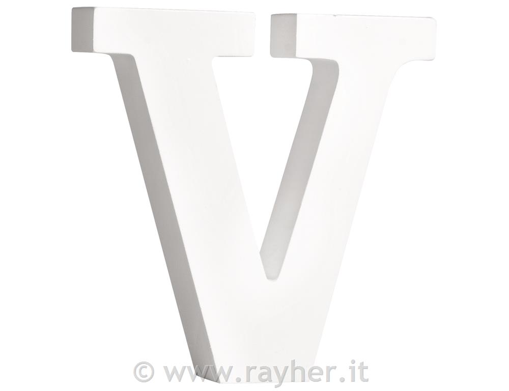 MDF lettera "V" , bianco11cm, spessore 2cm