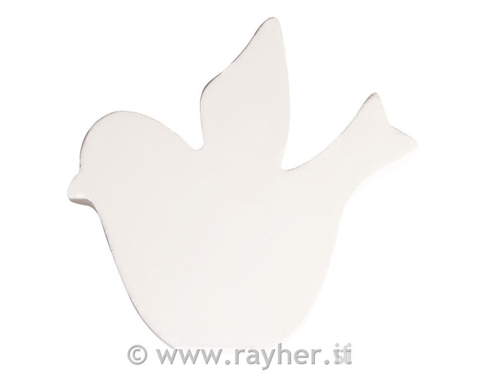 MDF simbolo "uccello" , bianco11cm, spessore 2cm