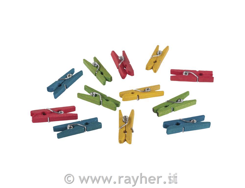 Mini-mollette legno, 2,5 cmbusta 48 pz, FSCassortiti