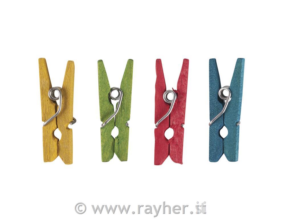 Mini-mollette legno, 2,5 cmbusta 48 pz, FSCassortiti