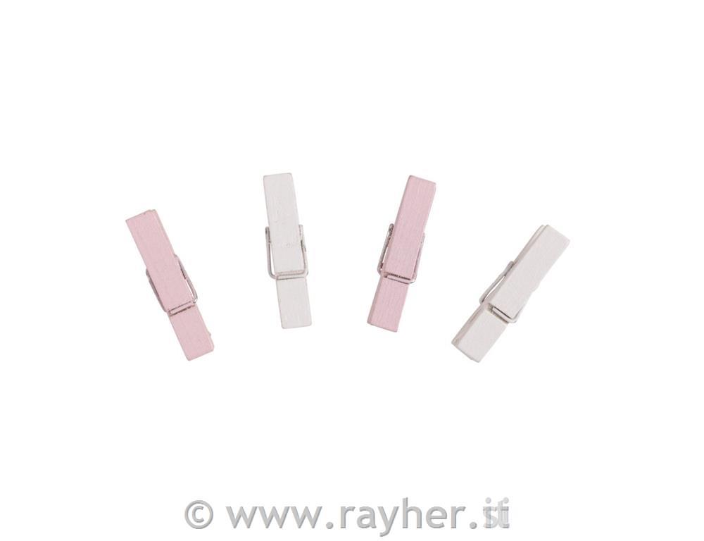 Mollette in legno, rosa/bianco, 3,5 cm,FSC