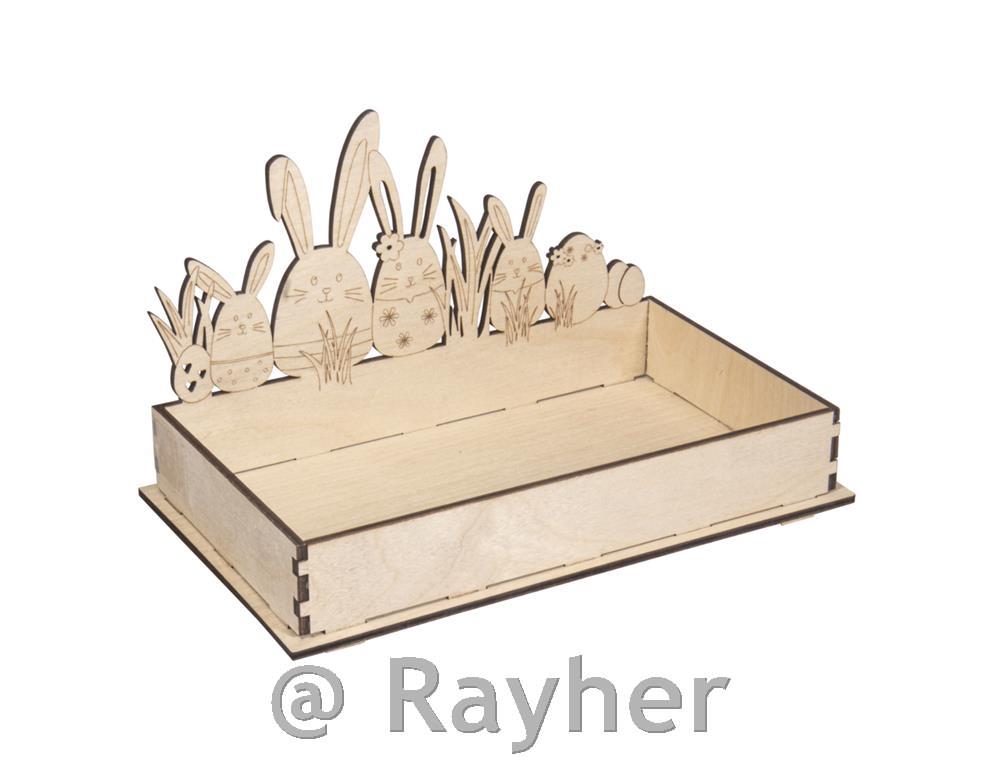 Lesen pladenj Velikonočni zajčki, 20x12x12,5cm