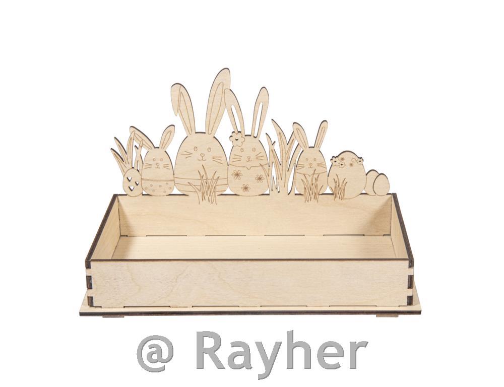 Lesen pladenj Velikonočni zajčki, 20x12x12,5cm