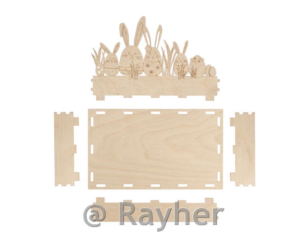 Lesen pladenj Velikonočni zajčki, 20x12x12,5cm