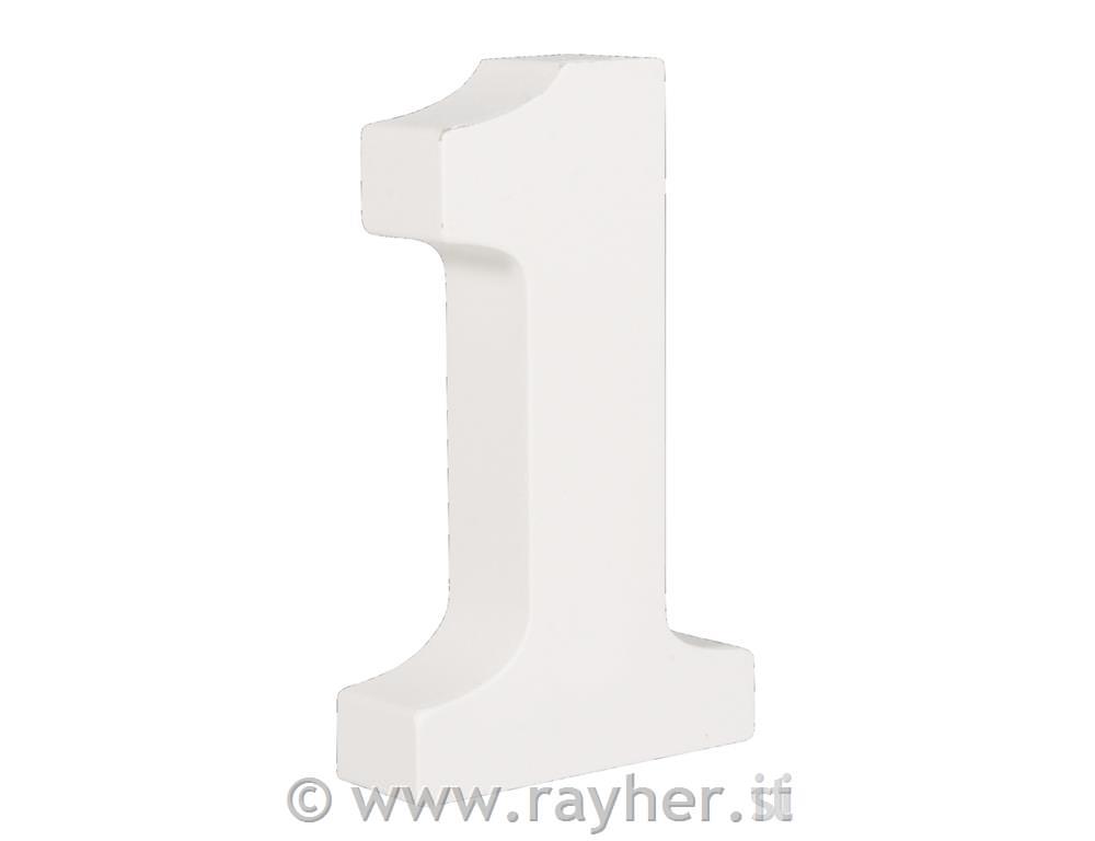 MDF - number "1" , white, 11cm, thick 2c