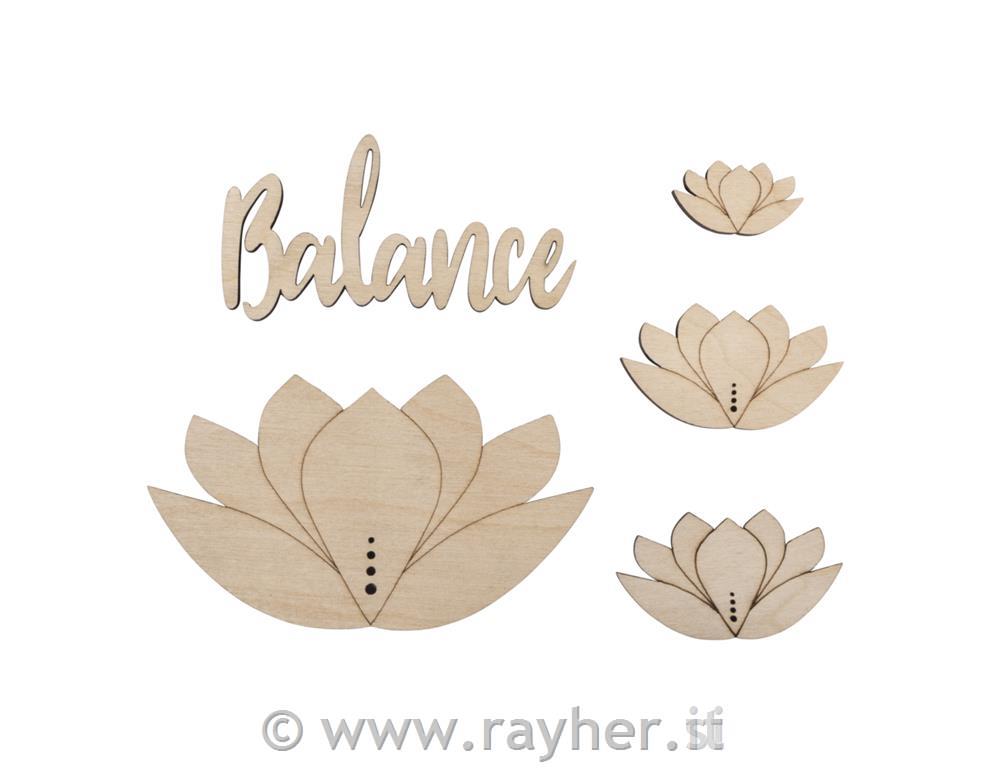 Leseni okraski "Balance", 3-10cm, set 5