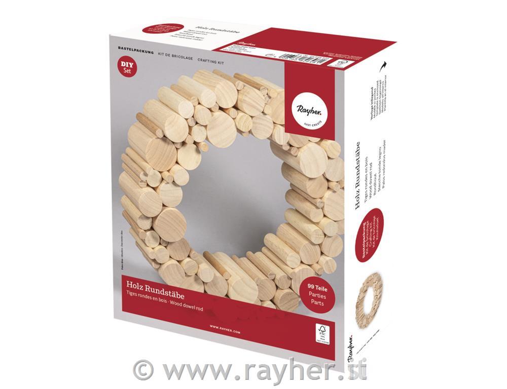 Cilindri di legno 1-4 cm 99 pezzi altezza 5,5-6,5 cm