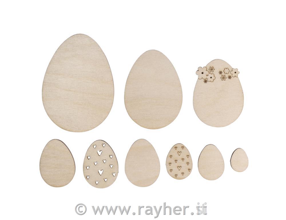 Leseno jajce silhueta 2-8 cm set 9