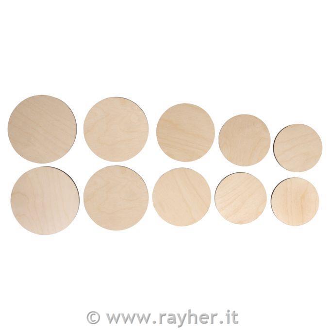 Wooden disc, round, 7,5-10 cm,10 pcs