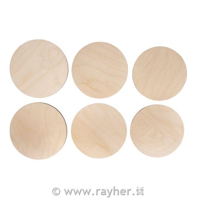 Wooden disc, round, 11,5-12,5 cm,10 pcs