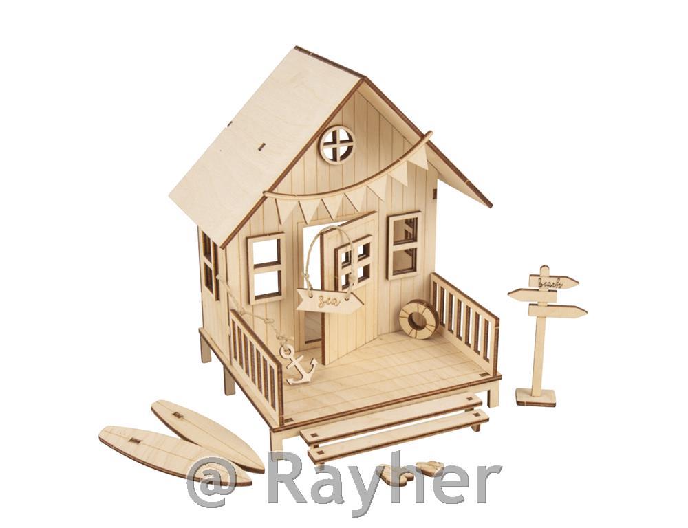 Puzzle in legno, casa sulla spiaggia13,5 x 13 x 18 cm, set da 36 pezzi