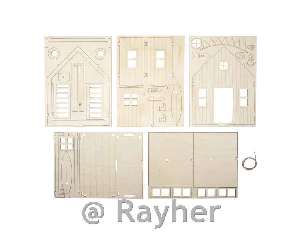 Puzzle in legno, casa sulla spiaggia13,5 x 13 x 18 cm, set da 36 pezzi