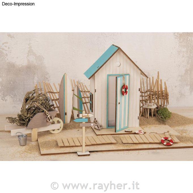 Kit di costruzione in legno Cabina sullaSpiagga 10,5x9,6x17,3cm, 24 pezzi