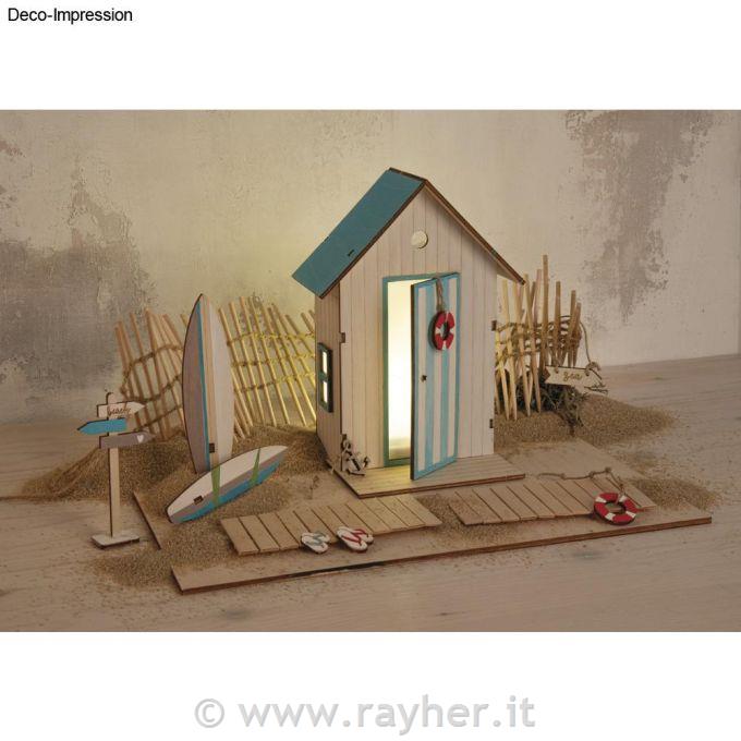 Kit di costruzione in legno Cabina sullaSpiagga 10,5x9,6x17,3cm, 24 pezzi