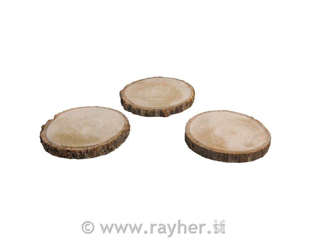 Rondella legno, naturale, 10-12cm o, fascio 3pz