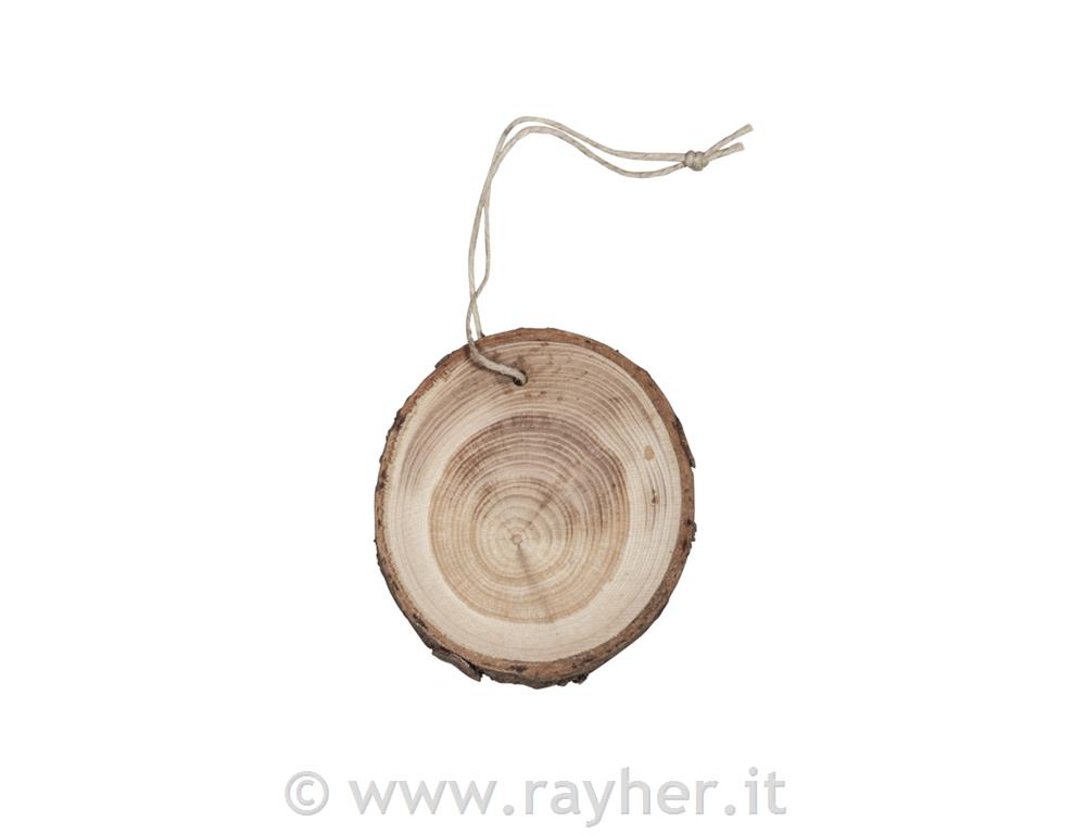 Rondelle legno d'appendere, 6,5-7,5cm o,naturale, bus.blis. 4pz