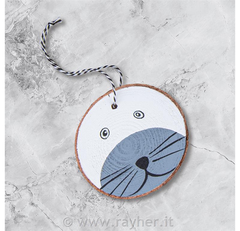 Rondelle legno d'appendere, 6,5-7,5cm o,naturale, bus.blis. 4pz