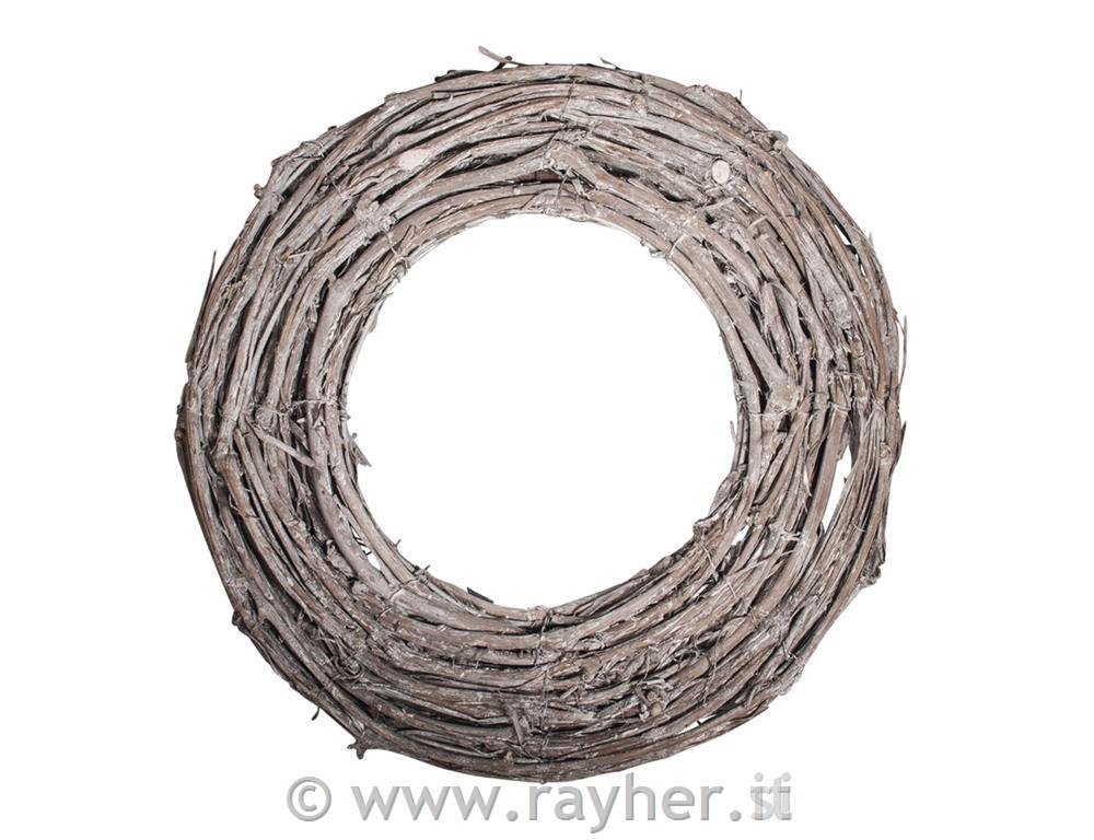 Venec iz trte beljen 30 cm ploščat