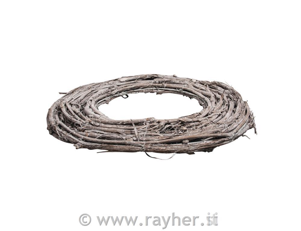 Venec iz trte beljen 40 cm ploščat