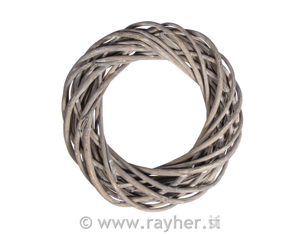 Willow wreath, wiped to white, silver gr