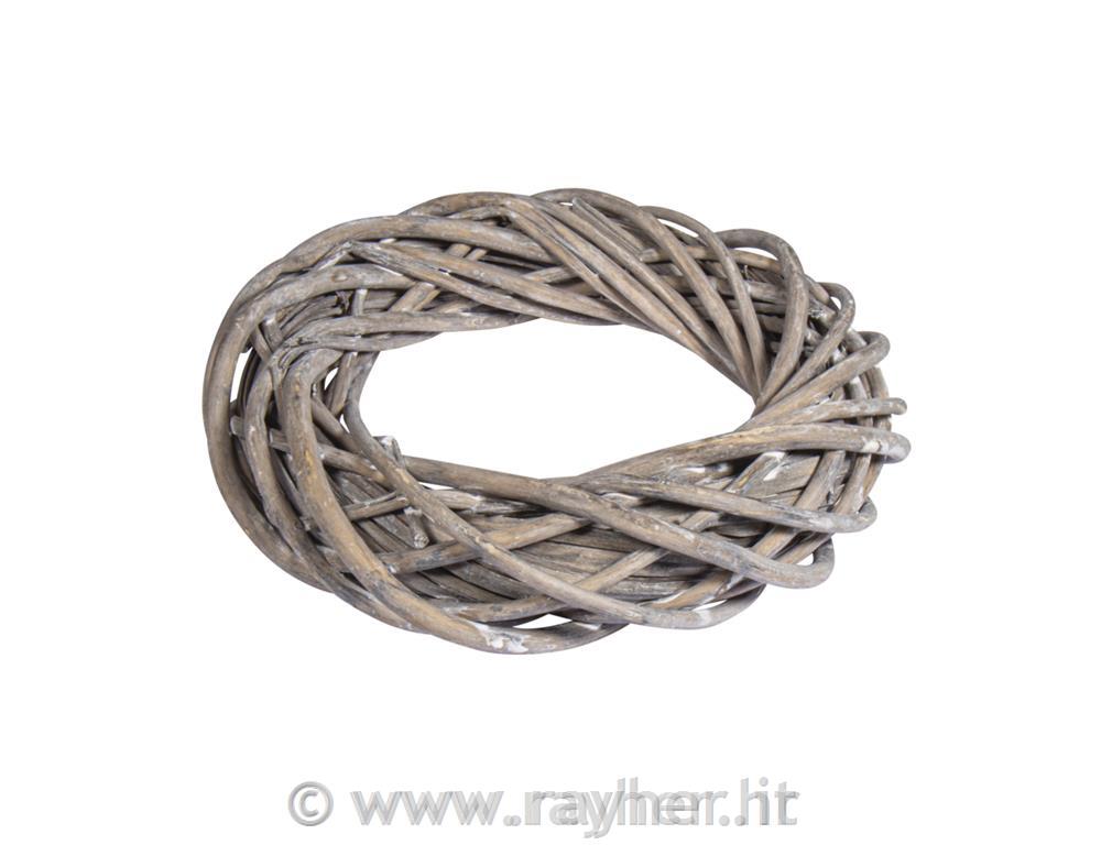 Willow wreath, wiped to white, silver gr