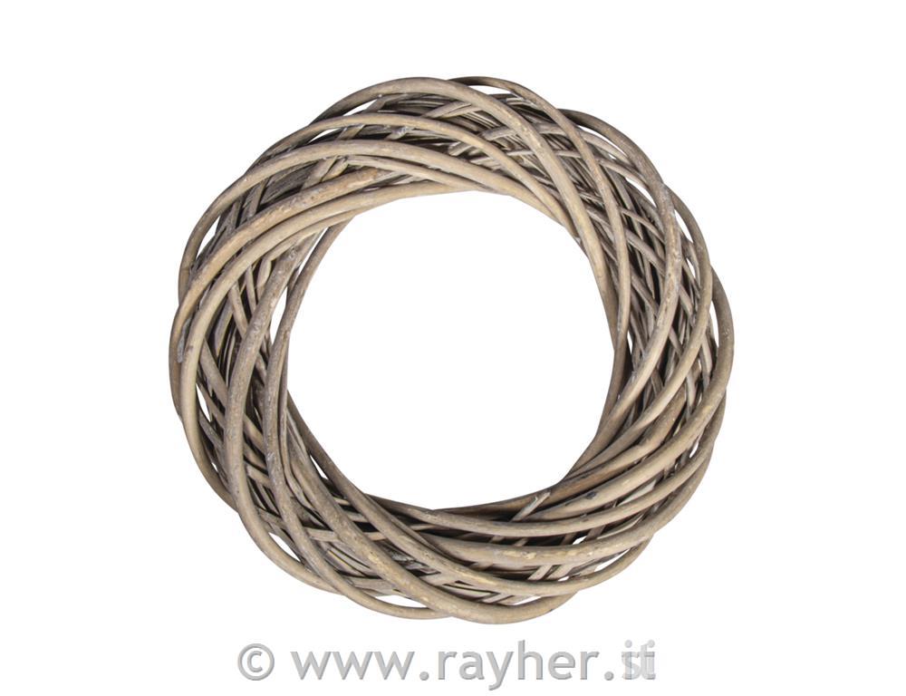 Willow wreath, wiped to white, silver gr