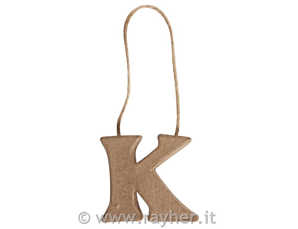 Lettera cartap. "K" FSC Recycled4x4,3x1cm, con gancio