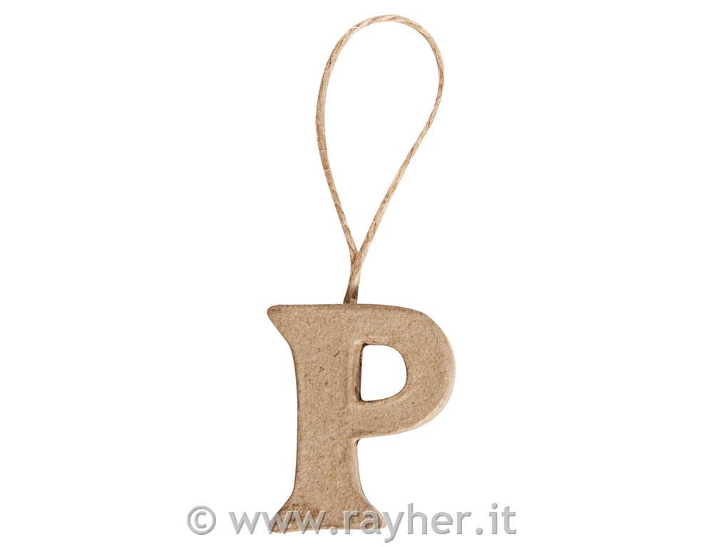 Lettera cartap. "P" FSC Recycled4x3,5x1cm, con gancio